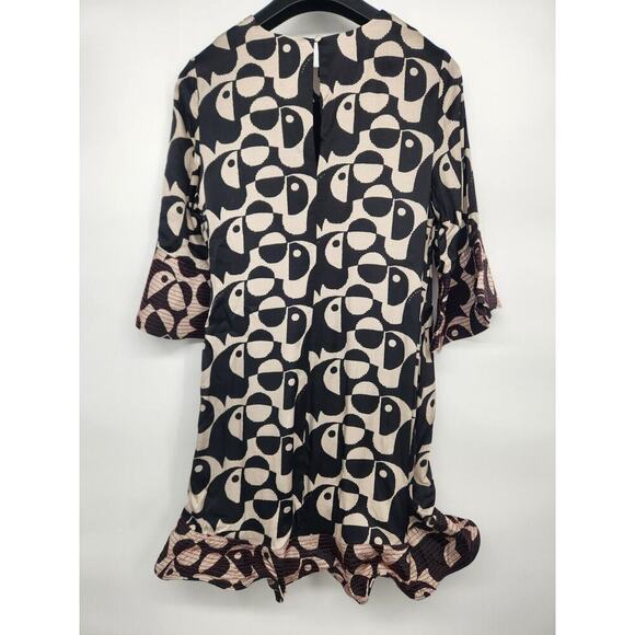 NWT Farm Rio x Anthropologie Geo Toucan Mini Dress Sz S White/Black #G5402 - Picture 6 of 12